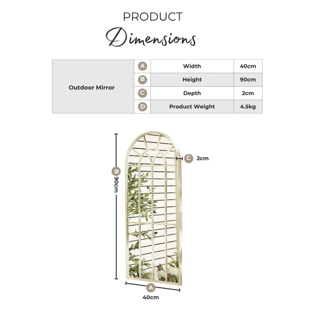 FurnitureboxUK Somerset Cream Medium Arched Window 90x40cm Garden Mirror 5