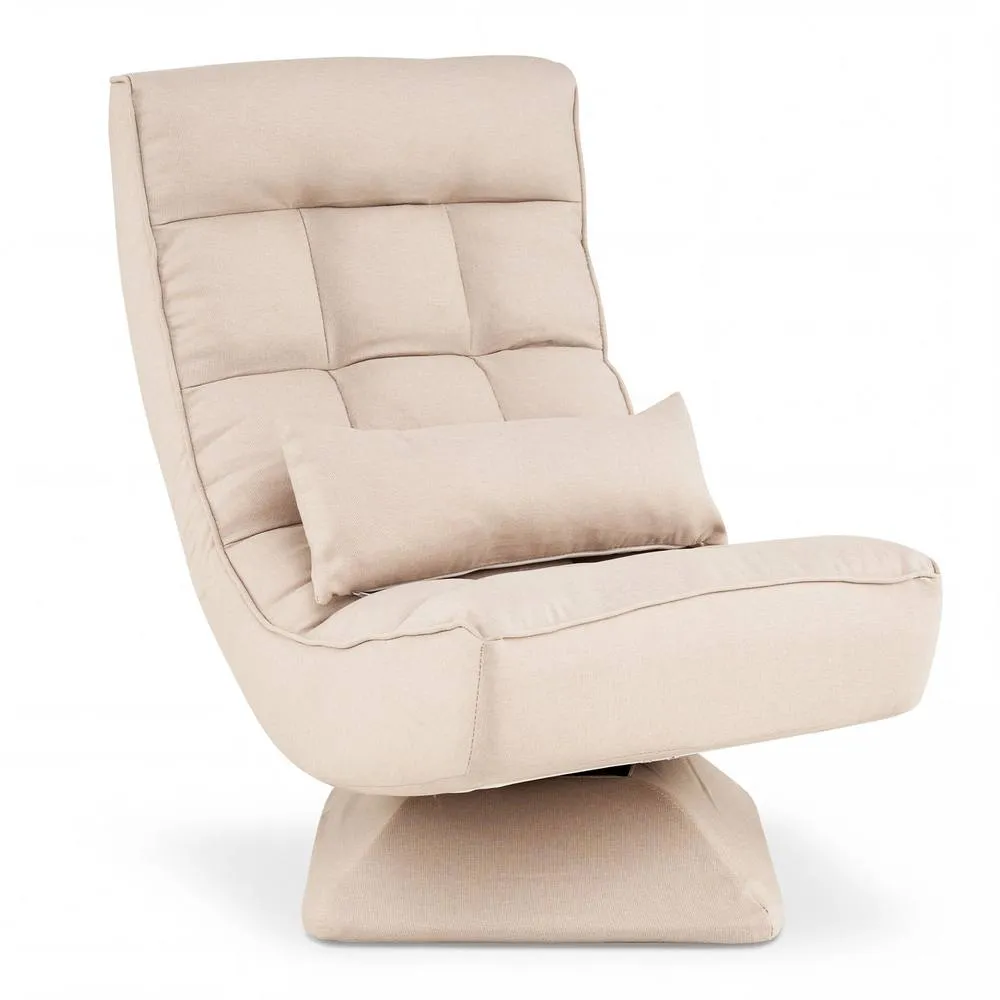 Costway 4-Position Adjustable Floor Chair Padded Lounge Chair w/ Swivel Base in Beige