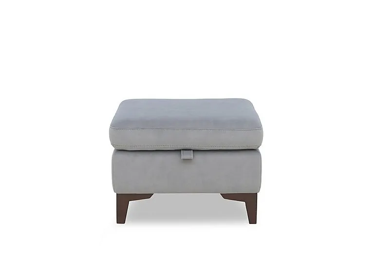 Zoom Fabric Storage Footstool - Velvet Grey