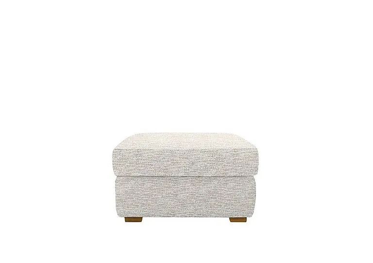 Seattle Fabric Storage Footstool with Wooden Feet - Rush Cream