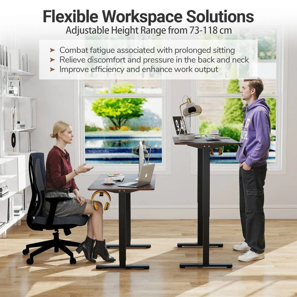 Costway Ergonomic Stand Up Desk 120x60CM Electric Standing Computer Desk in Black 6