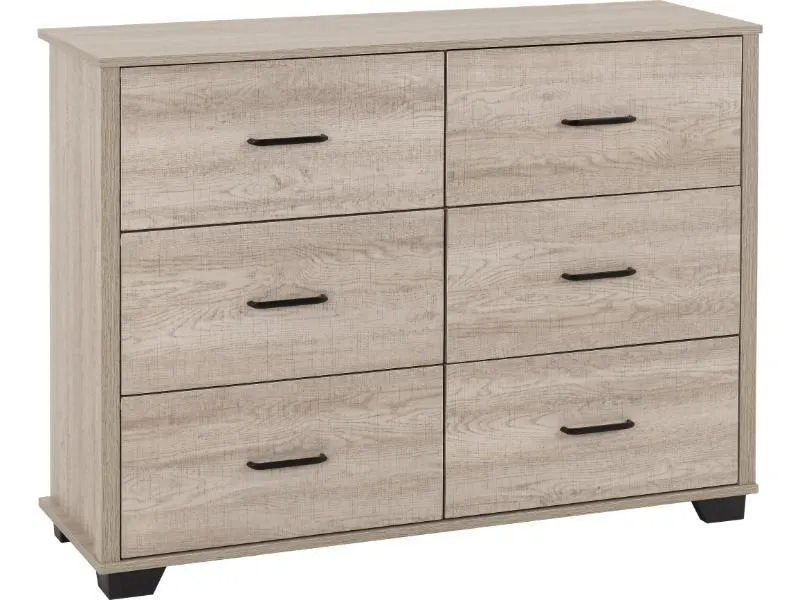 Seconique Oliver 6 Drawer Chest in Light Oak 2
