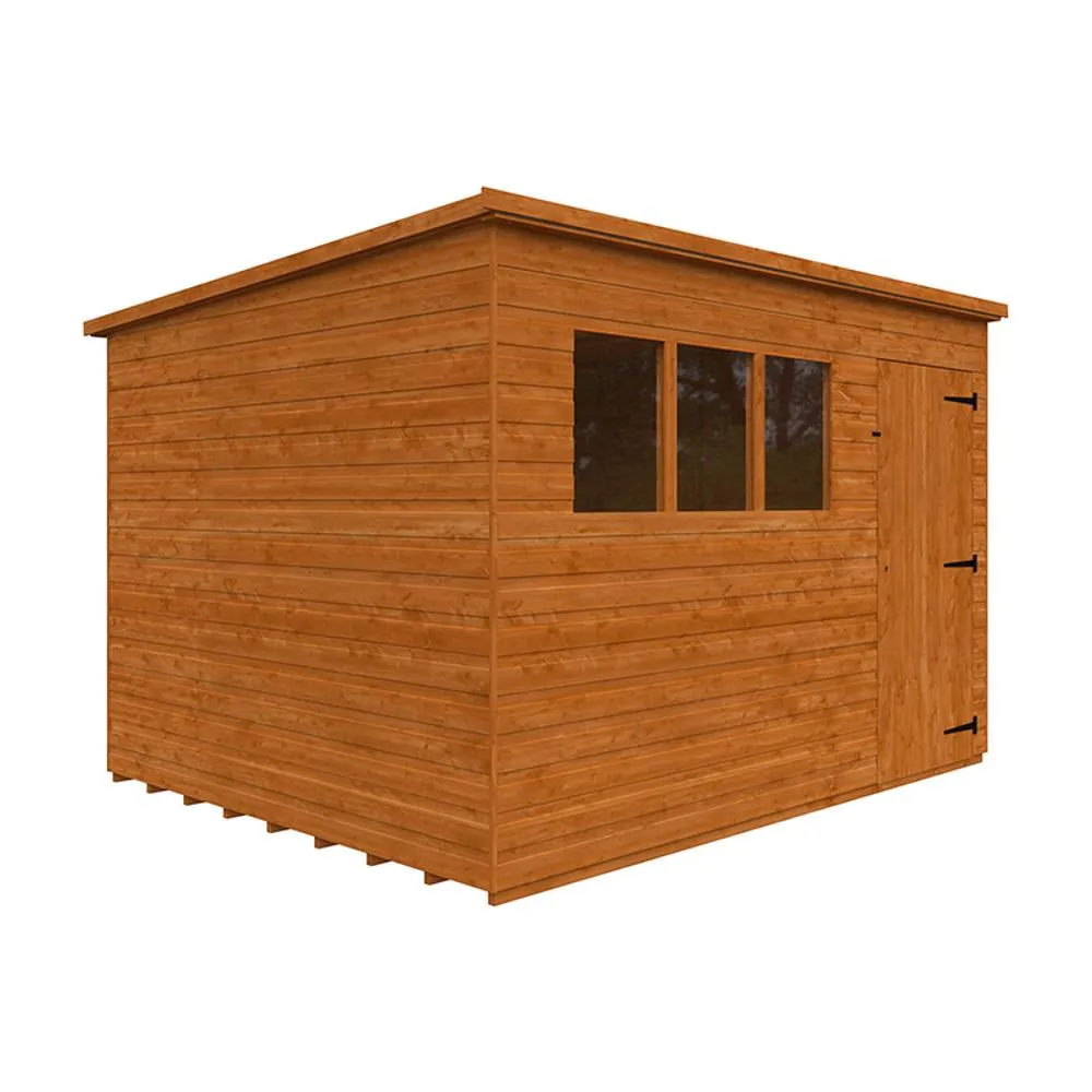 Buttercup Farm 10 x 8 Feet Super Pent 12mm Shed - Solid Wood/Softwood/Pine in Burnt Orange