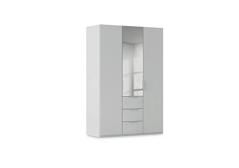 Haven 151cm 3 Door Combi Décor Wardrobe with 2 Décor Doors and 1 Mirror Door - Silk Grey/Silk Grey Front