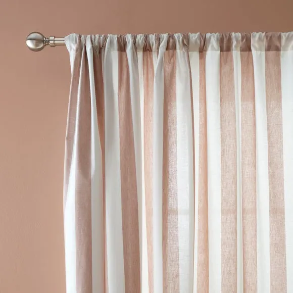 Beatrice Woven Stripe 100% Cotton Unlined Slot Top Curtains 1