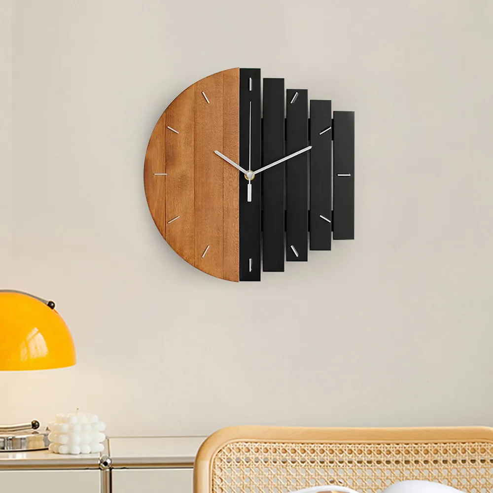 300mm Rustic Abstract Wood Wall Clock For Living Room Home Hanging Artistic Decor Art