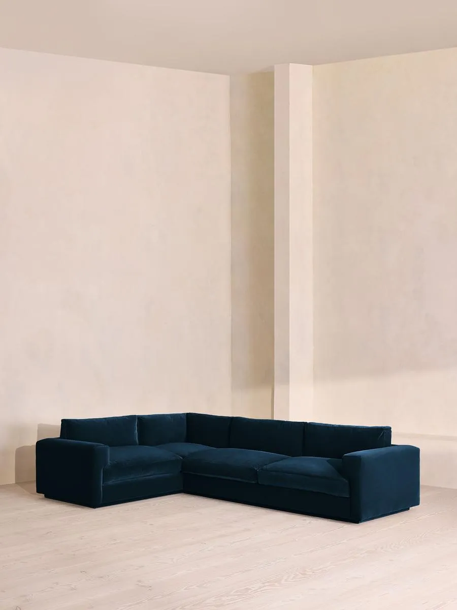 Mossley Right L-Shape Sofa, Velvet, Royal Blue