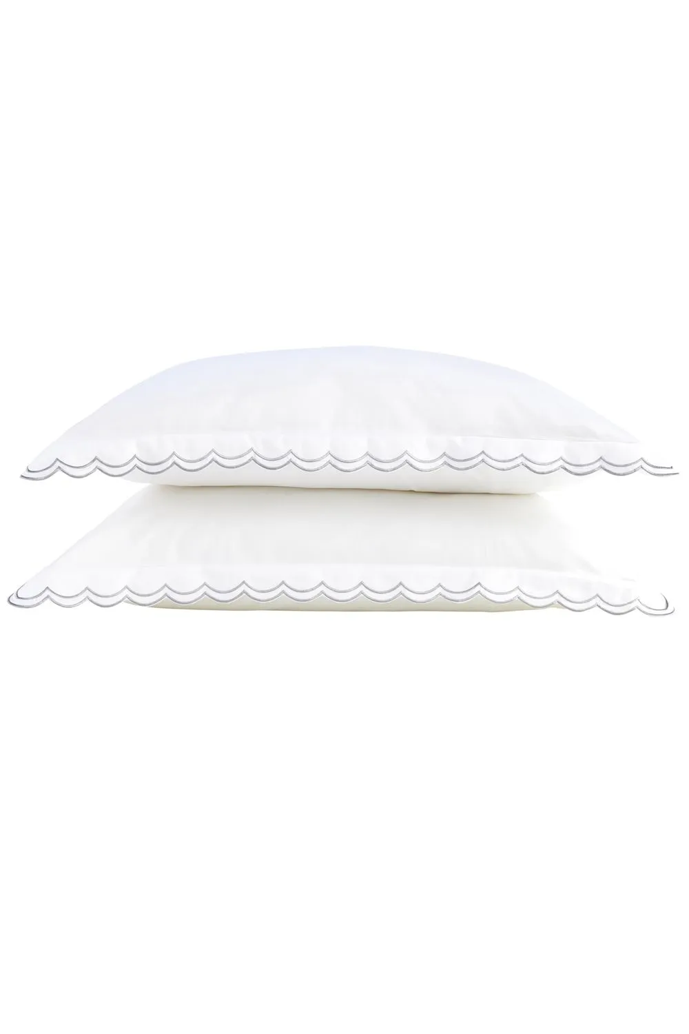 CHRISTY Scallop Edge Cotton Sateen Oxford Pillowcases in Grey