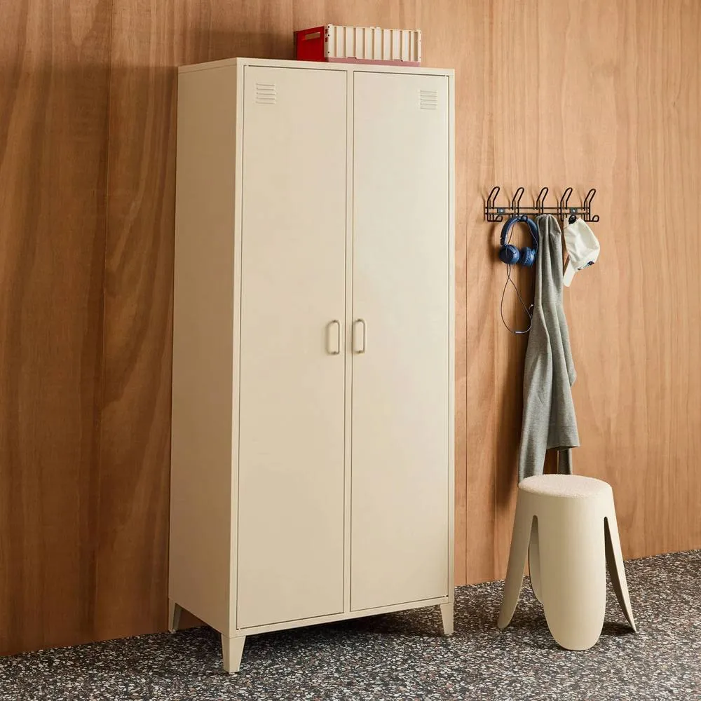 sweeek Industrial metal wardrobe for bedroom closet with 2 doors, 4 shelves in Beige 6