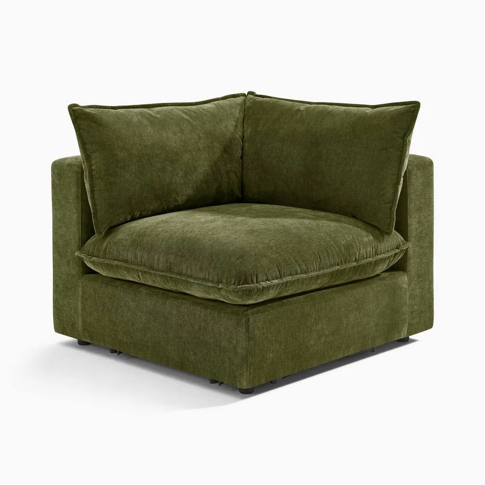 FurnitureboxUK Echo Linen-Look Fabric Corner Armchair for Modular Sofa in Green 6