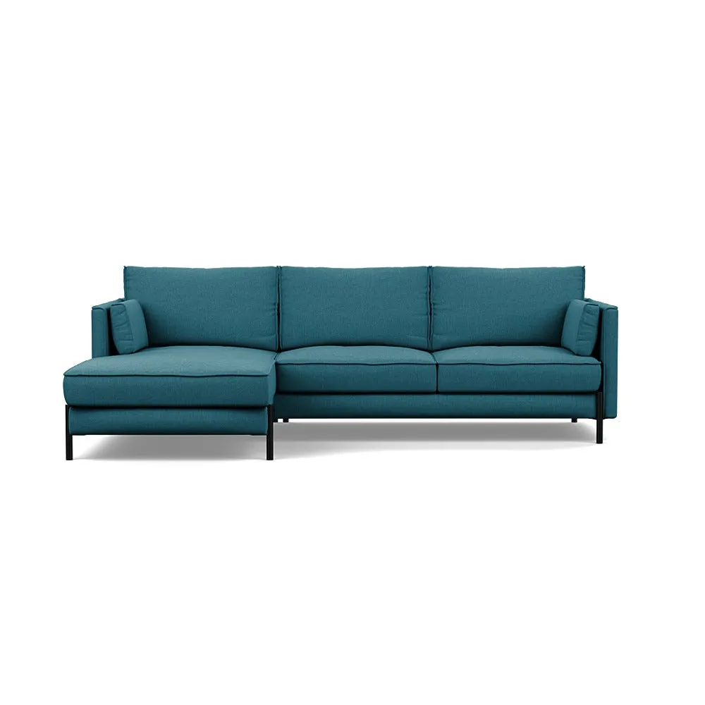 Heal's Tortona Left Hand Facing 4 Seater Corner Chaise Brushed Cotton Cadet Black Feet 1