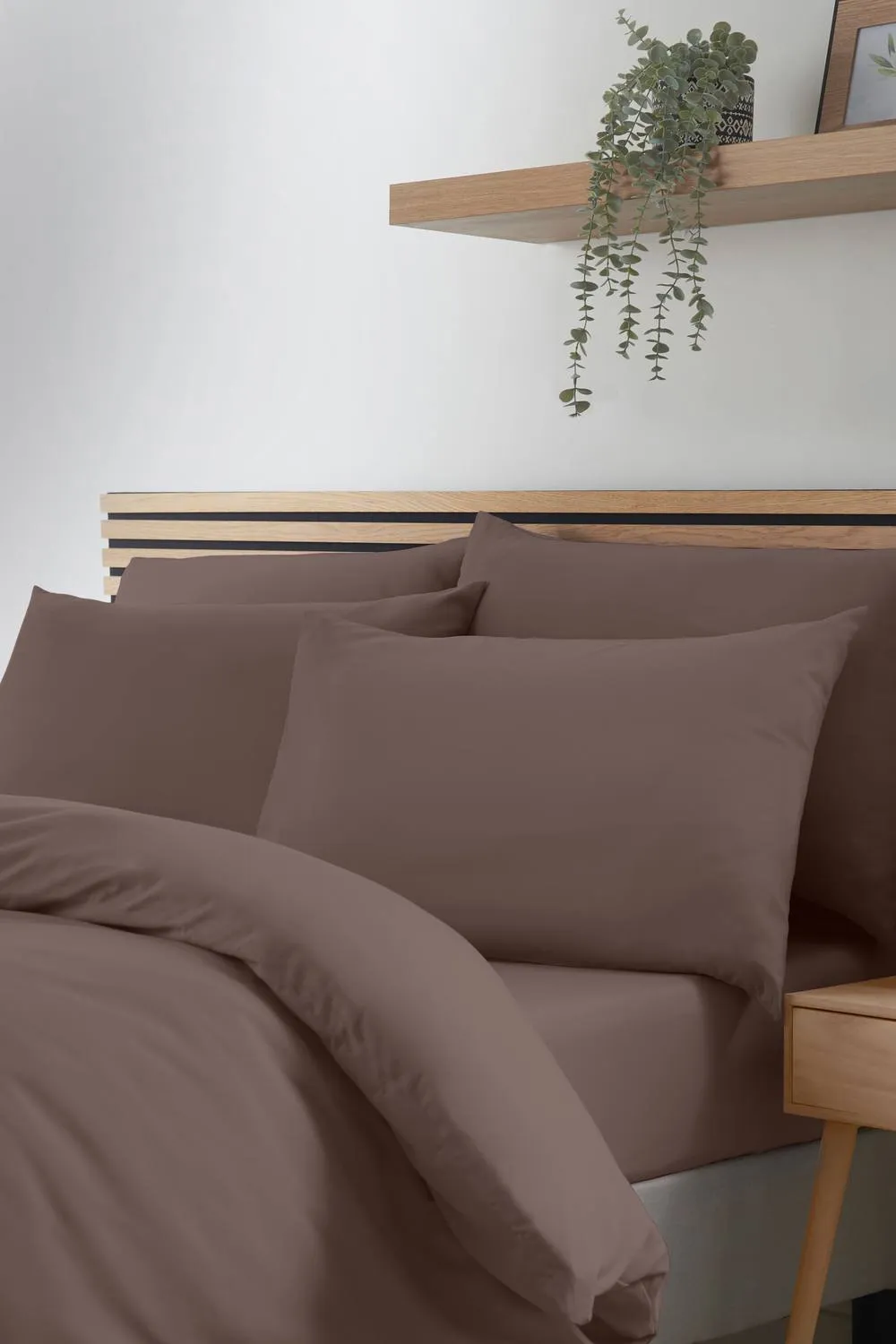 Catherine Lansfield So Soft Non Iron Pillow case with envelope closure 4 Pack in Chocolate