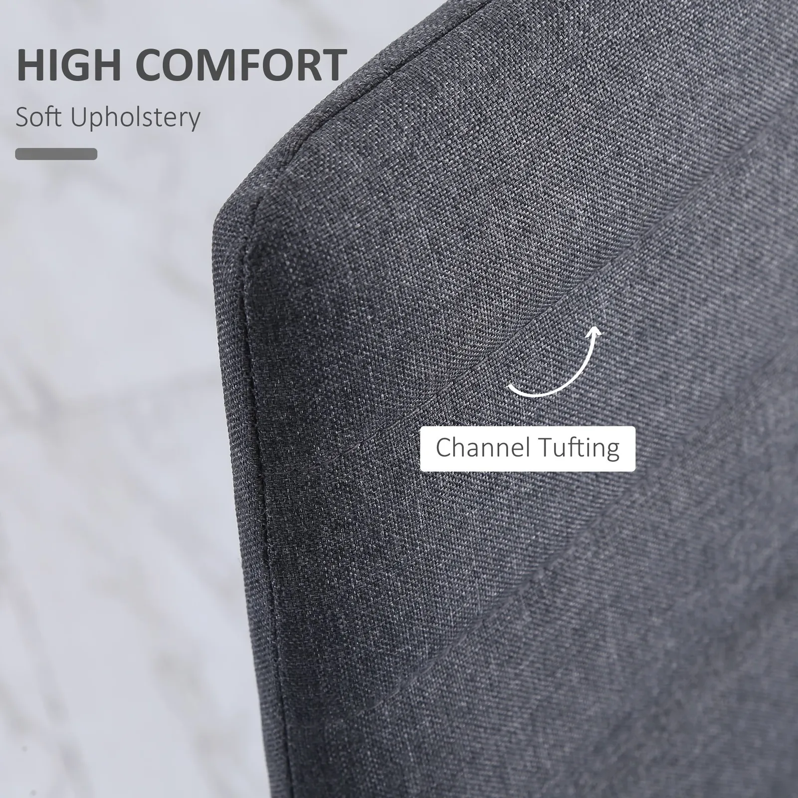 HOMCOM High Back Dining Chairs Upholstered Linen Touch Fabric Accent Chairs in Grey 5