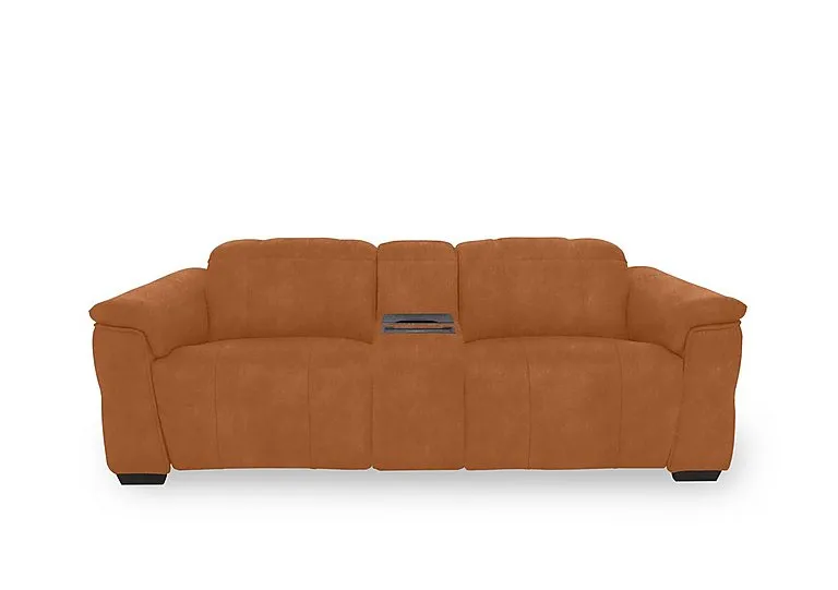 Inca Fabric 3 Seater Power Recliner Sofa with Power Headrests and Fridge Console - Dexter Pumpkin