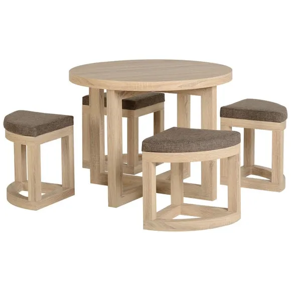 Cambourne 4 Seater Round Stowaway Dining Table with 4 Chairs 4