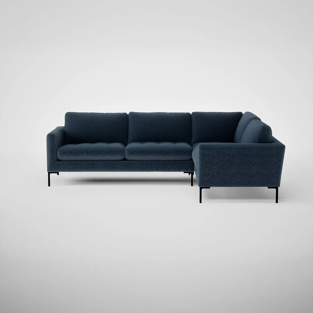 Heal's Eton Right Hand Facing Corner Sofa Boucle Velvet Space Black Feet 1