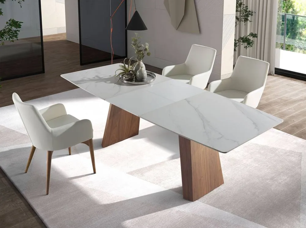Angel Cerda Oval Extending Dining Table White Porcelain Marble 4