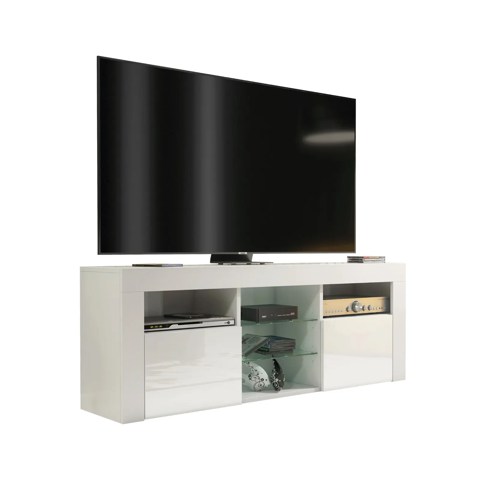 Creative Furniture TV Unit 145cm Modern - White with High Gloss Doors 5