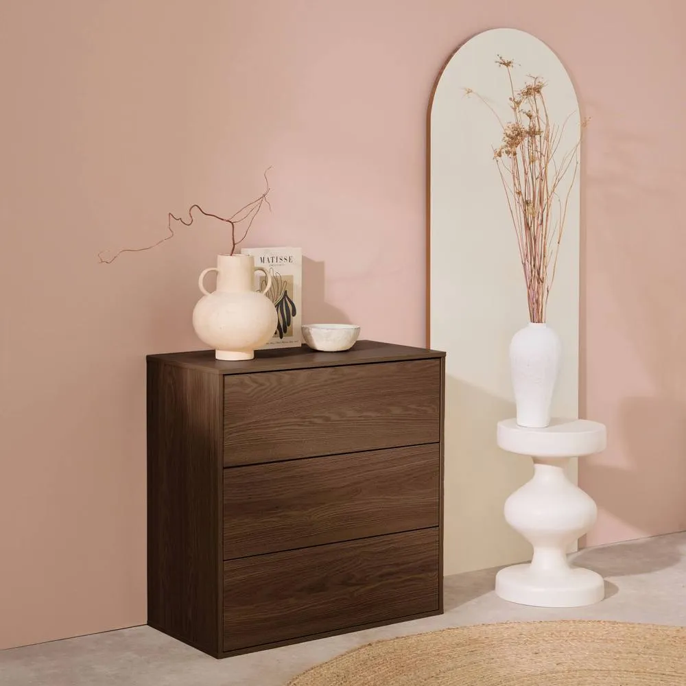 sweeek Wooden storage unit, 3 drawers in Dark Brown 4