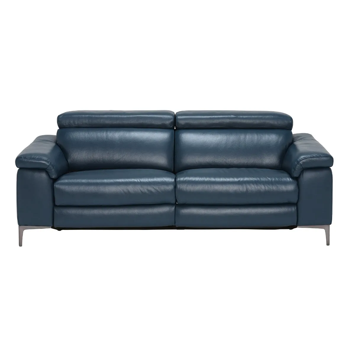 Paolo 2 Seater Recliner Sofa With 2 Electric Recliners, Blue Leather | Barker & Stonehouse