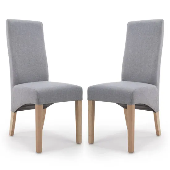 Baxter Silver Grey Linen Wave Back Dining Chair In A Pair