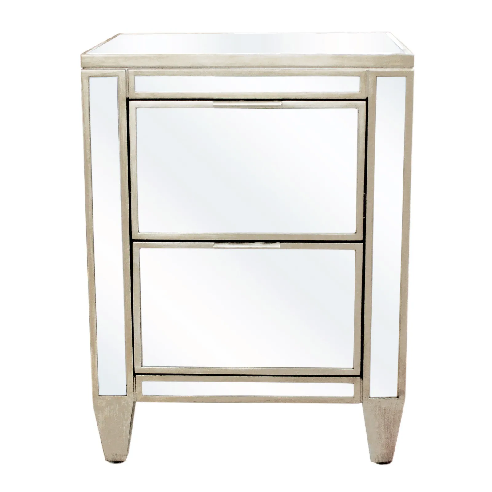 Fitzgerald Mirrored Bedside Table Silver