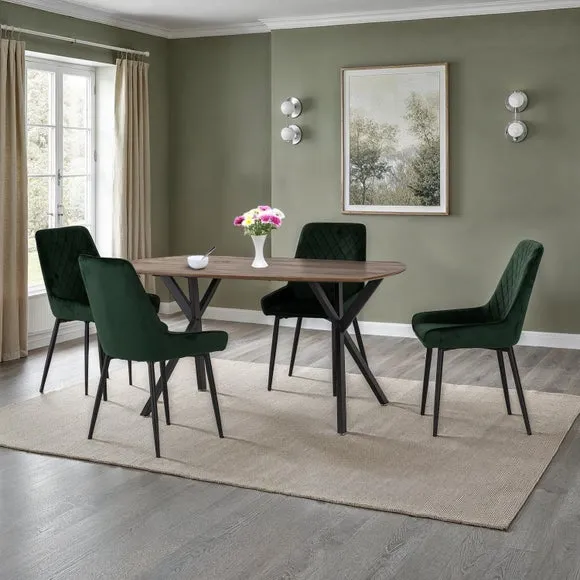 Athens Oak Effect Rectangle Dining Table with 4 Avery Dining Chairs 1