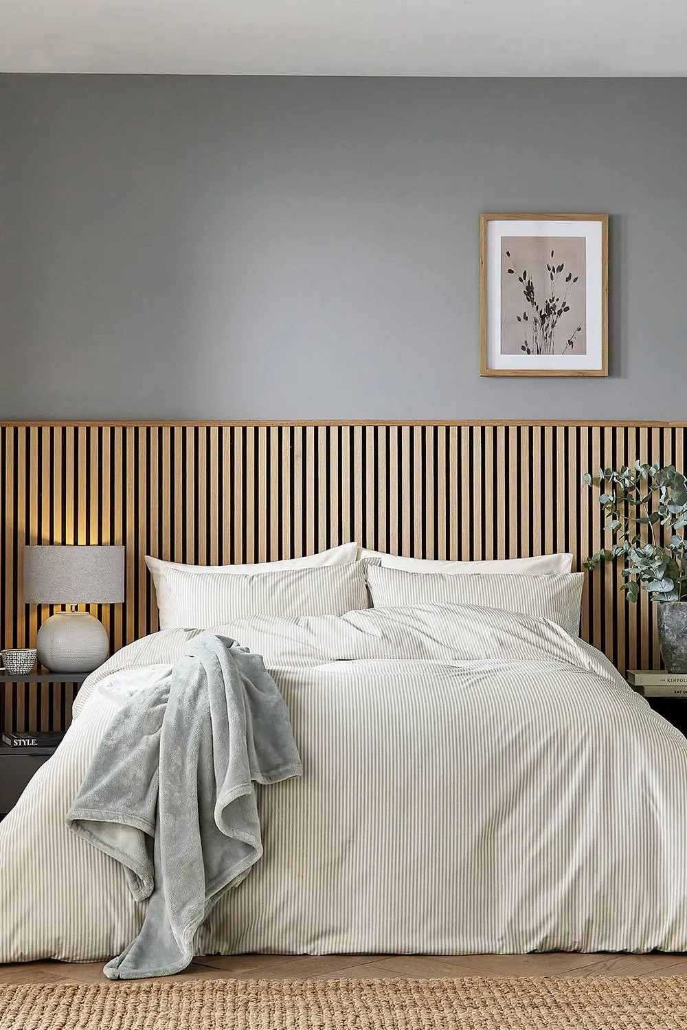Helena Springfield 'Twill Stripe' Duvet Cover Set in Grey 1