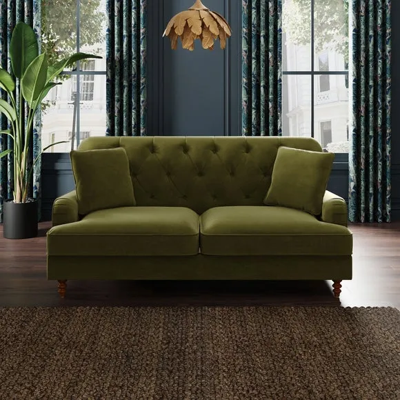 Beatrice Buttoned Velvet 3 Seater Double Sofa Bed 2