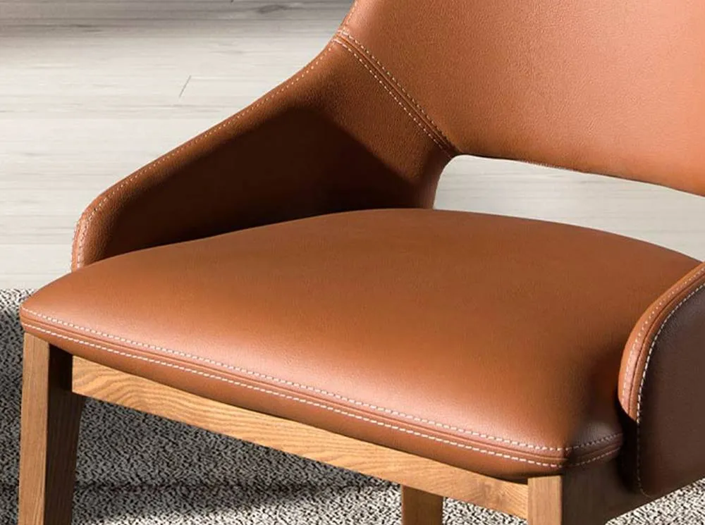 Angel Cerda Brown Leatherette Dining Chair with Walnut Legs 5