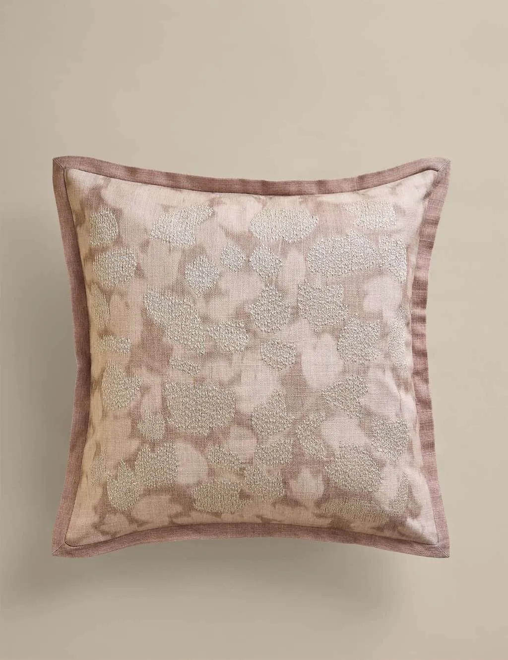 M&S Pure Cotton Floral Suede-Look Cushion Grey