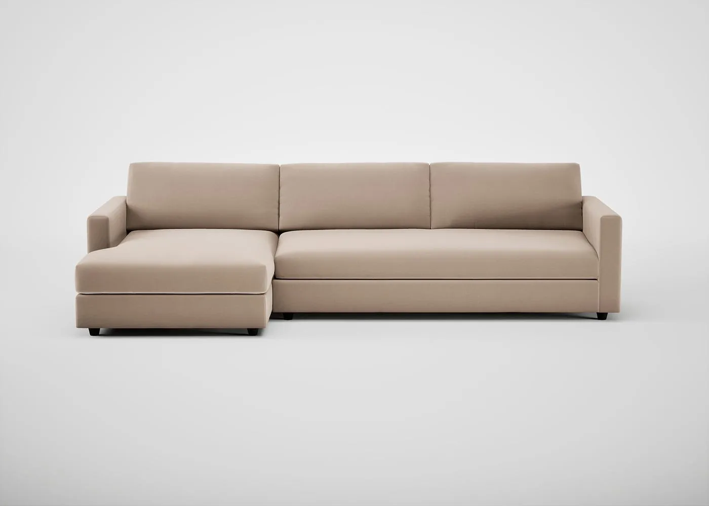 Heal's Nimbus II LHF 4 Seater Corner Chaise Smart Velvet Pebble Black Feet
