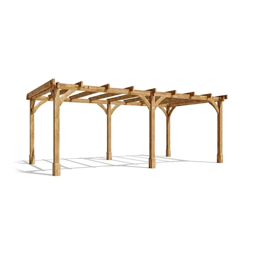Dunster House Wooden Pergola Garden 6x3m Pressure Treated Heavy Duty Leviathan in Brown