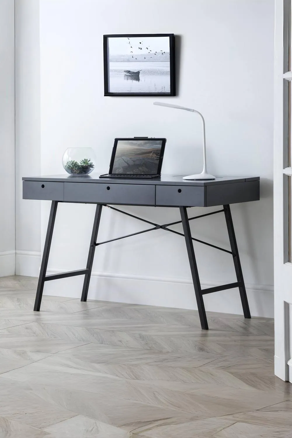 Julian Bowen Trianon 3 Drawer Desk in Grey