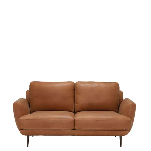Pax 100% Leather 2 Seater Loveseat - Tan/Brown - W178 x D97 x H89cm - Barker & Stonehouse