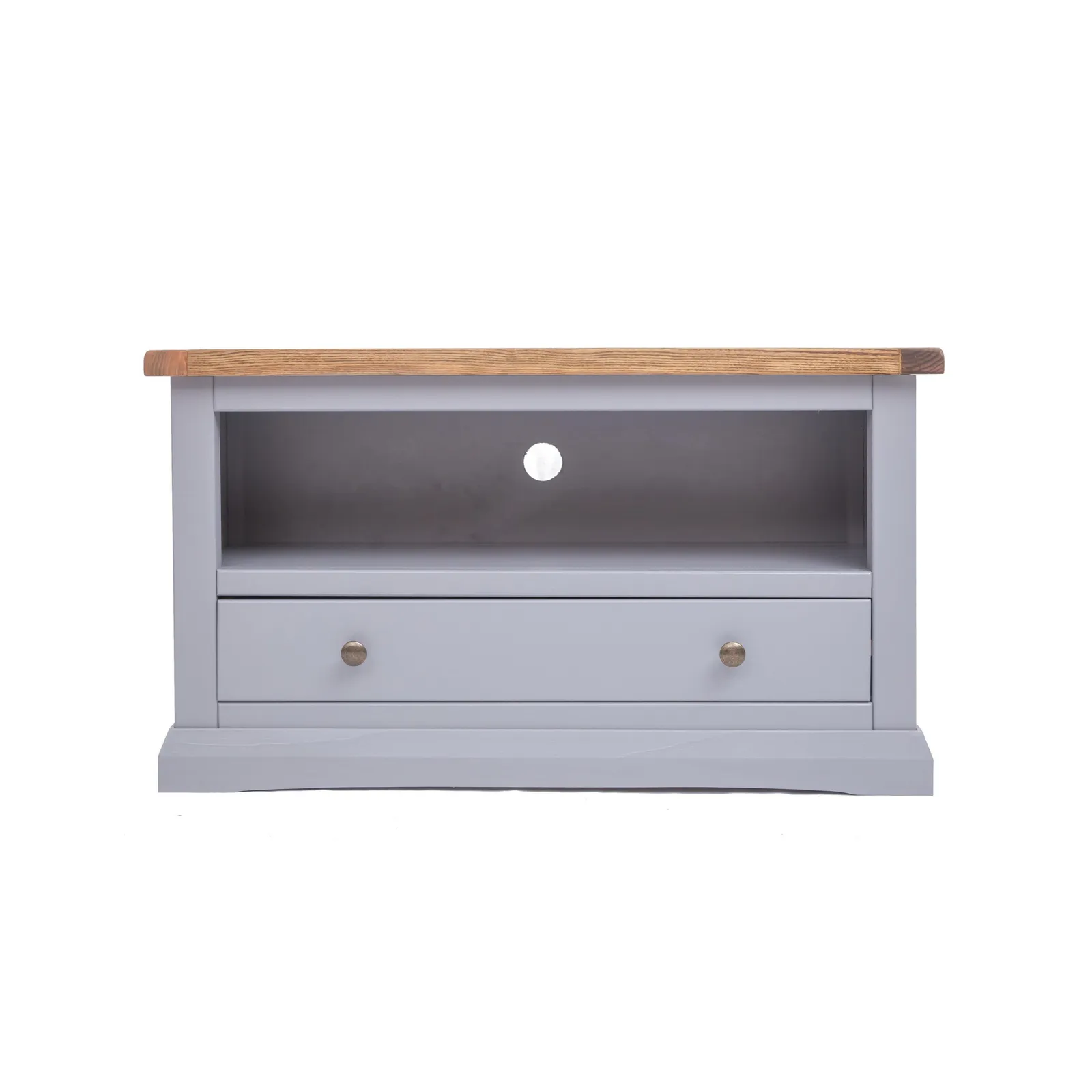 Cabinet Bits Rocca Grey 1 Drawer TV Cabinet Brass Knob