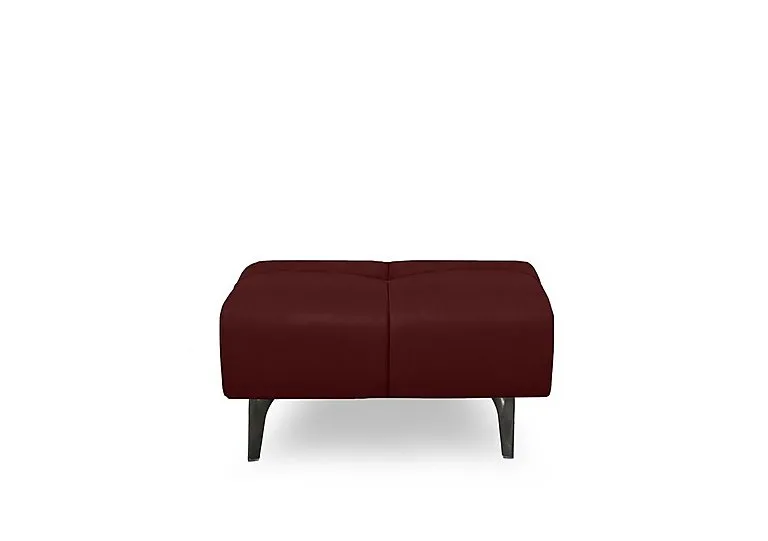 Sienna Leather Large Footstool - Montana Ruby
