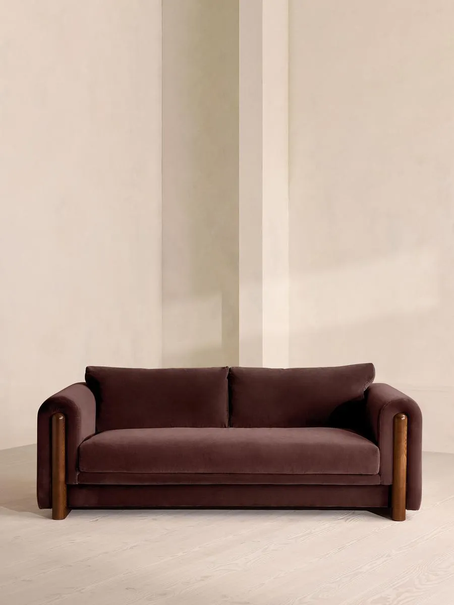 Farrell Three Seater Sofa, Velvet, Aubergine