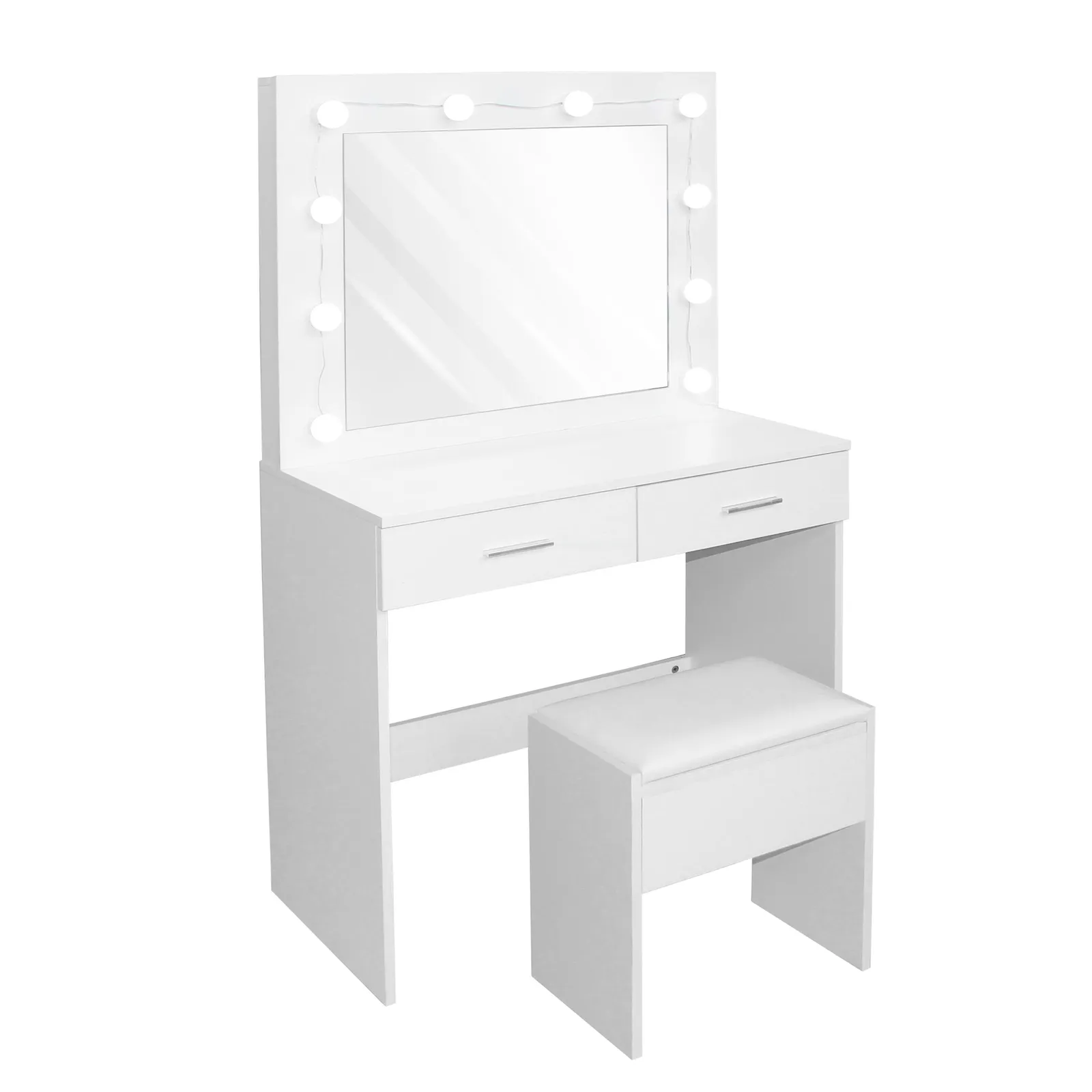 Comfy Living Ltd Dressing Table & Stool Set with LED Lit Mirror In White 4
