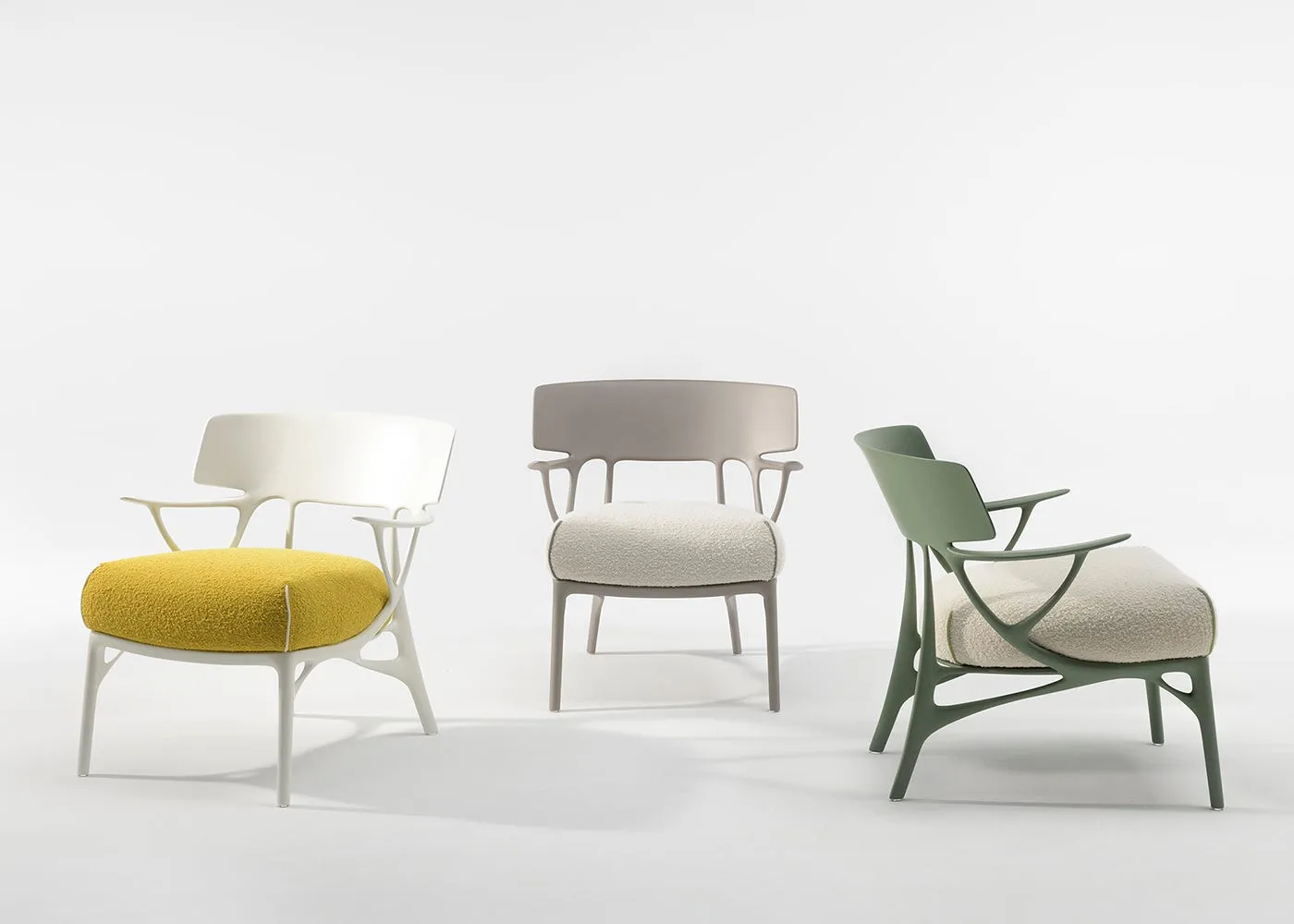 Kartell A.I. Lounge Boucle White & Yellow 3