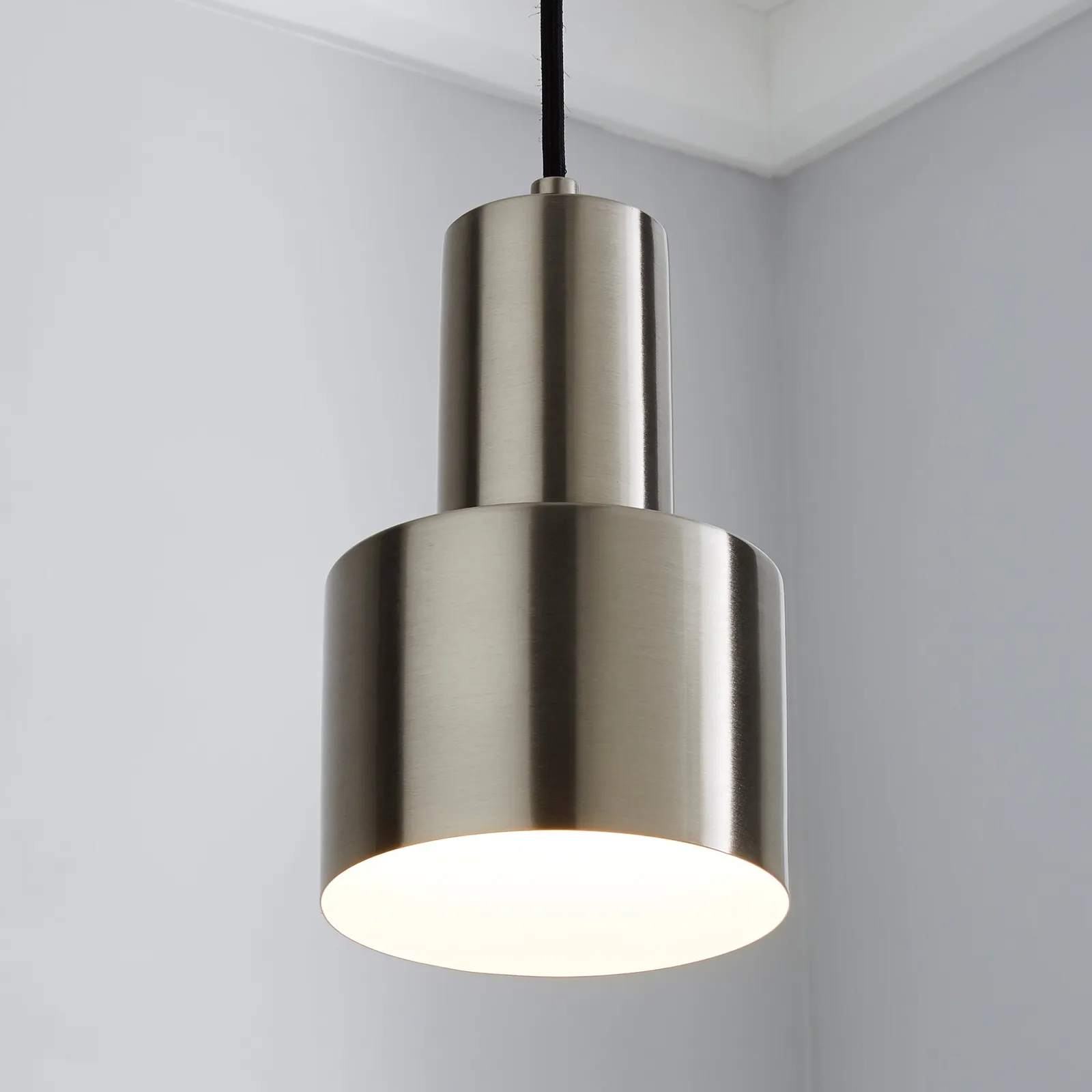 Cole Brushed Metal Pendant Ceiling Fitting Silver