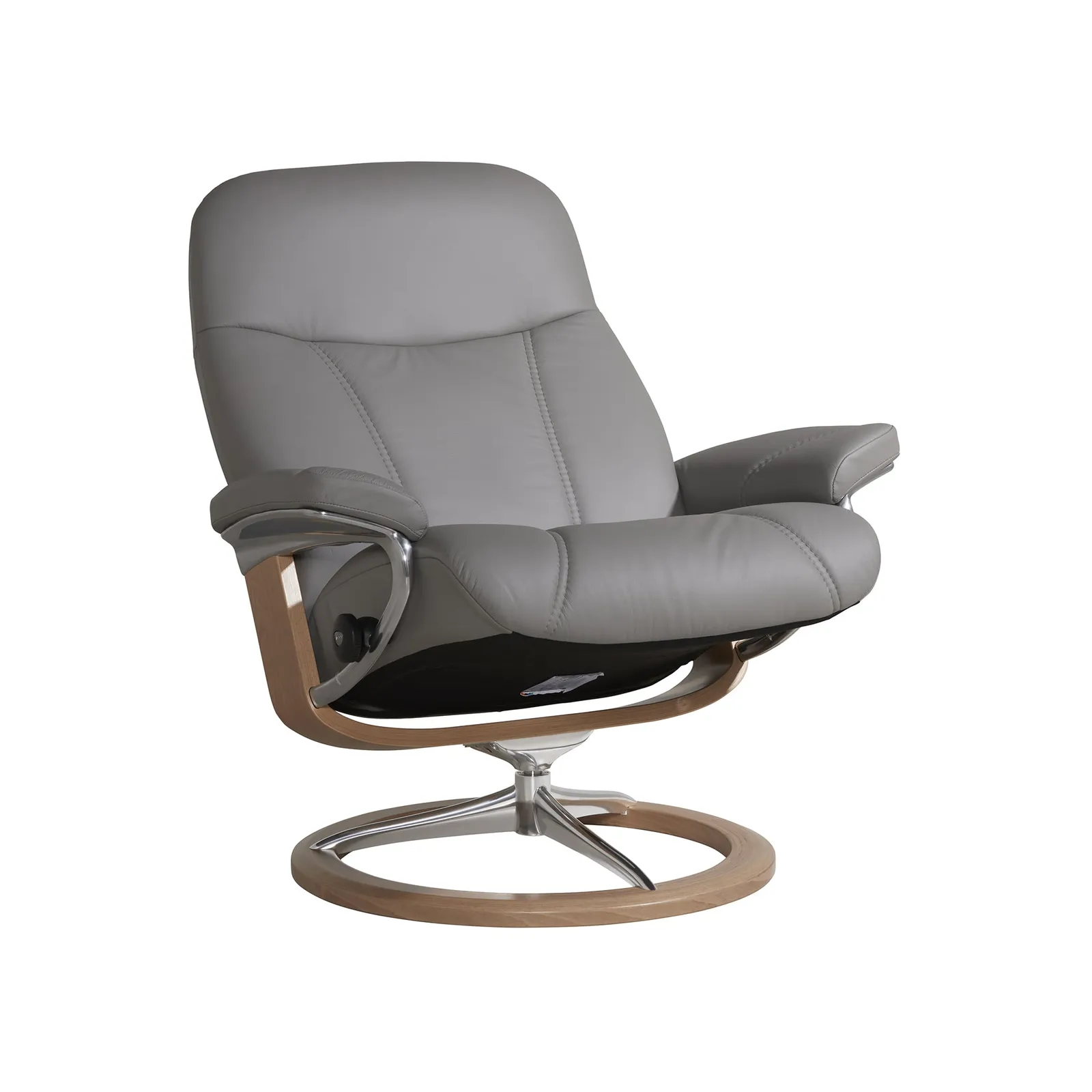 Stressless Consul Large Recliner Chair & Stool, Grey Leather | Barker & Stonehouse 4