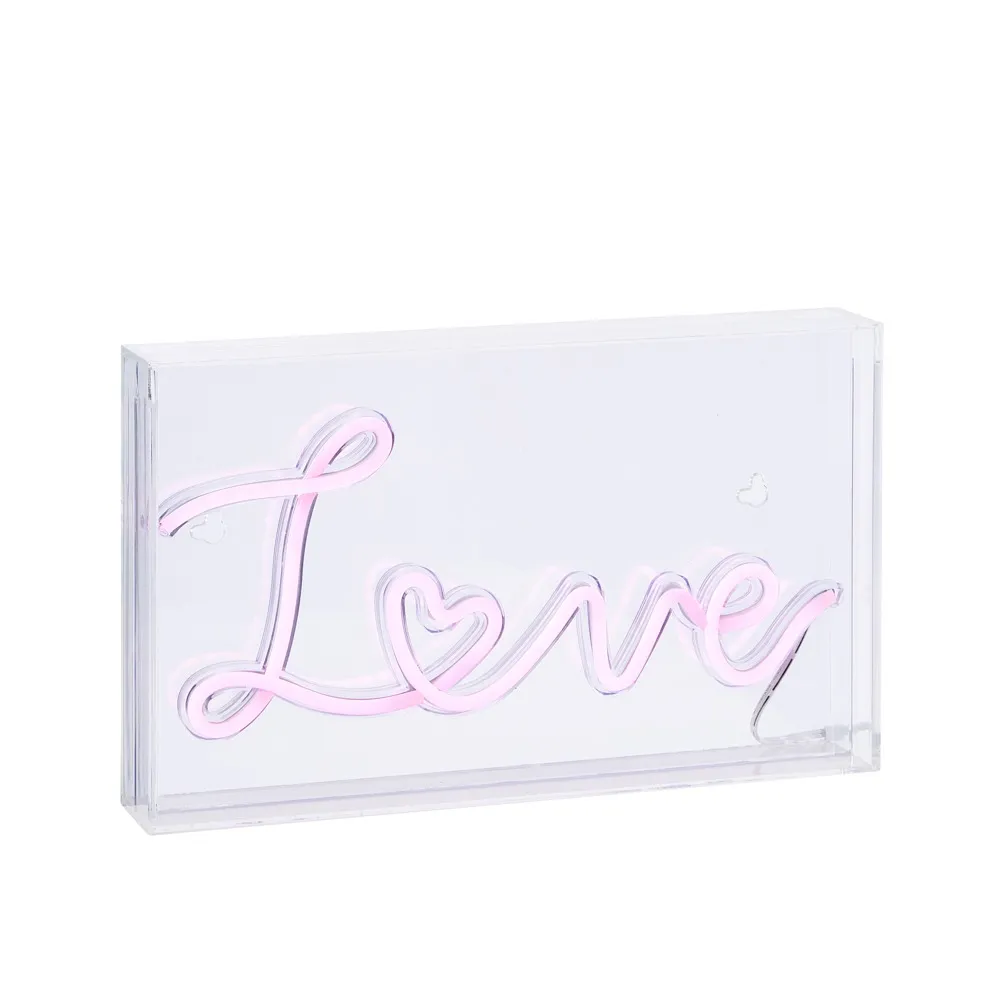Glow LED Love Acrylic Neon Style Light Box, Pink