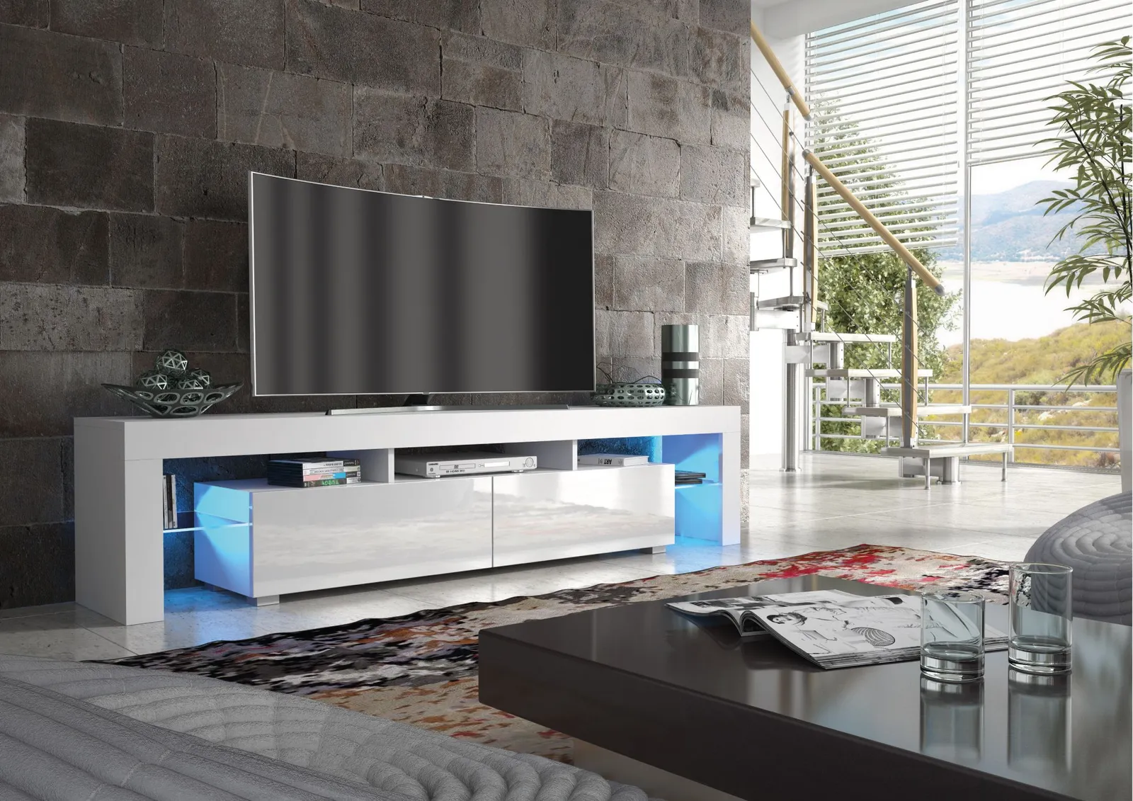 Creative Furniture TV Unit 200cm Sideboard Cabinet Cupboard TV Stand in White 6