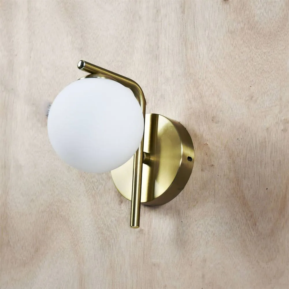 First Choice Lighting Grosvenor - Satin Brass Wall Light with Glass Globe in Gold 4