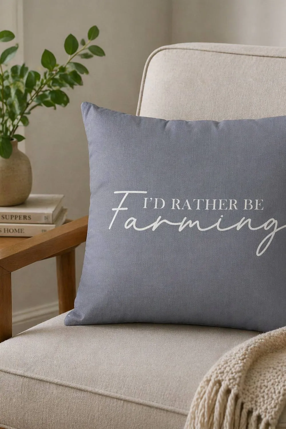 Martex Filled Cushion 100% Polyester - 45 x 45cm - I'd rather be farming in Grey 2