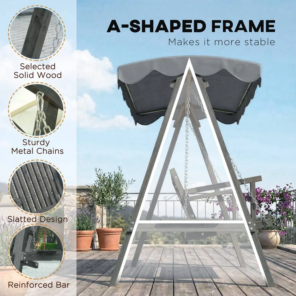 OUTSUNNY 3 Seater Garden Swing Seat with Canopy, Grey 5