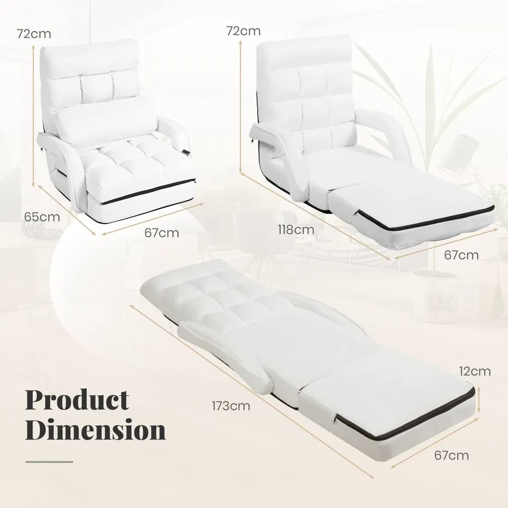 Costway 6-Position Floor Chair Comfy Padded Chaise Lounge Chair Lazy Chair in White 2