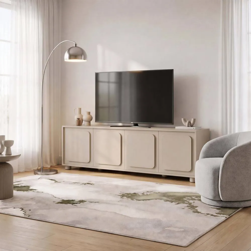 FurnitureboxUK Selene Cream Melamine 4 Door Storage TV Stand