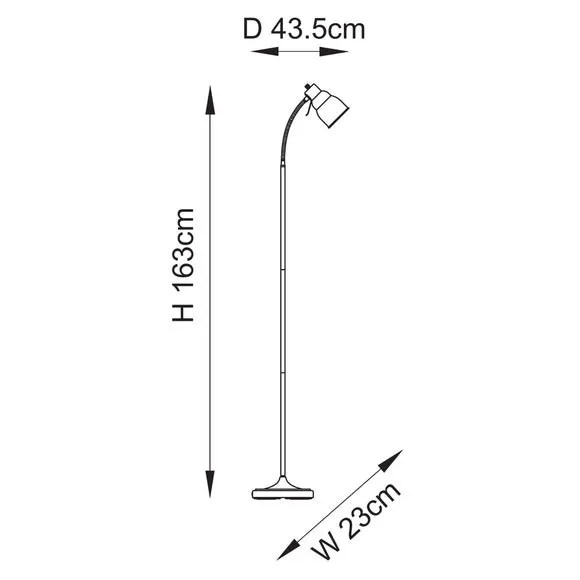 Endon Collection Classic Flexi Task Floor Lamp Brushed Aged Brass Plate 1X Gu10, Gold 6